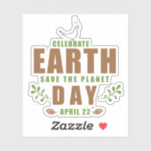 Aarde Dag typografie ontwerp Save the planet Sticker (Vel)