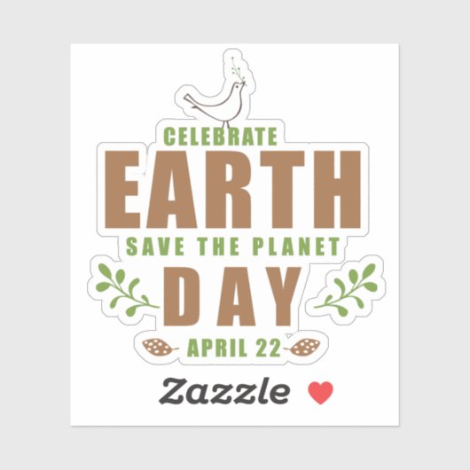Aarde Dag typografie ontwerp Save the planet Sticker (Vel)