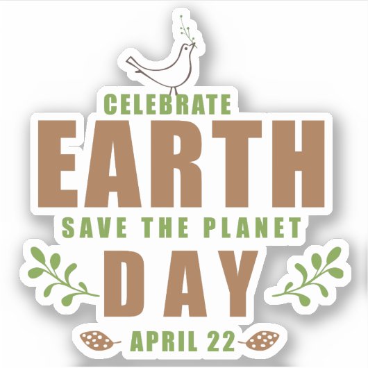 Aarde Dag typografie ontwerp Save the planet Sticker (Voorkant)