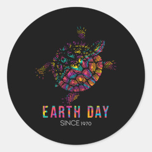 Aarde-dag van de schildpad ronde sticker