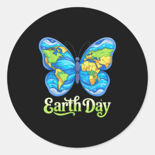 Aarde dag vlinder planeet aarde natuurbehoud manne ronde sticker