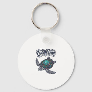 Aarde Dag Zee Schildpad Vintage Gravure Shirt Ontw Sleutelhanger