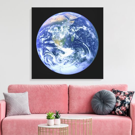 Aarde - de blauwe marmer canvas afdruk (Insitu (Woonkamer))