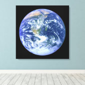 Aarde - de blauwe marmer canvas afdruk (Insitu (Houten vloer))