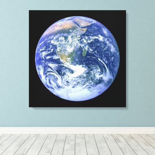 Aarde - de blauwe marmer canvas afdruk (Insitu (Houten vloer))