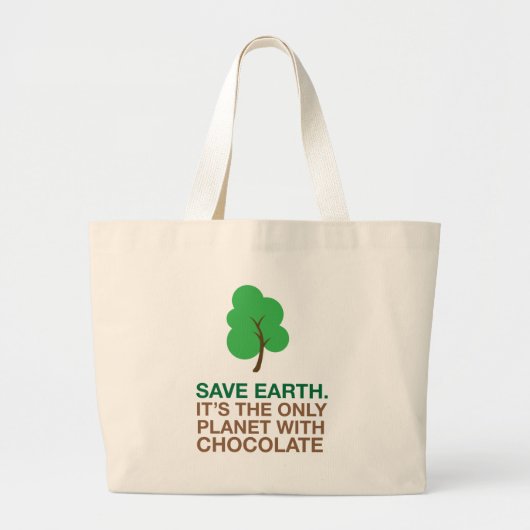Aarde, de enige planeet met chocolade grote tote bag (Voorkant)