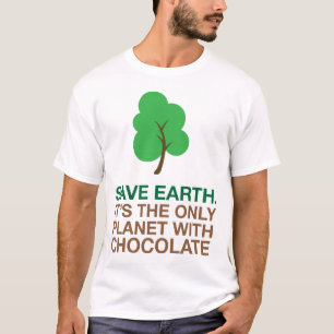 Aarde, de enige planeet met chocolade t-shirt