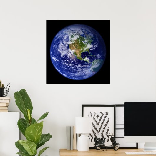 Aarde De prachtige blauwe marmer Poster (Thuiskantoor)