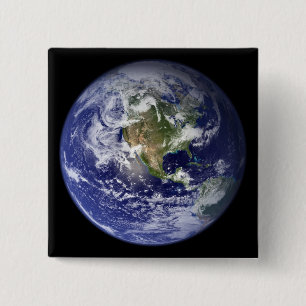 Aarde die de westerne hemisfeer tonen vierkante button 5,1 cm