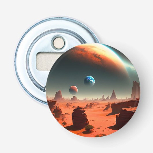 Aarde Dit is Mars Calling, Bottle Open Button Flesopener (Voorkant)