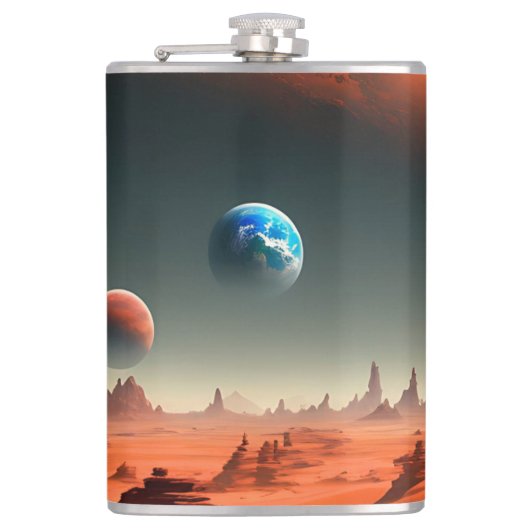 Aarde Dit is Mars Calling, Hip Flask Heupfles (Voorkant)