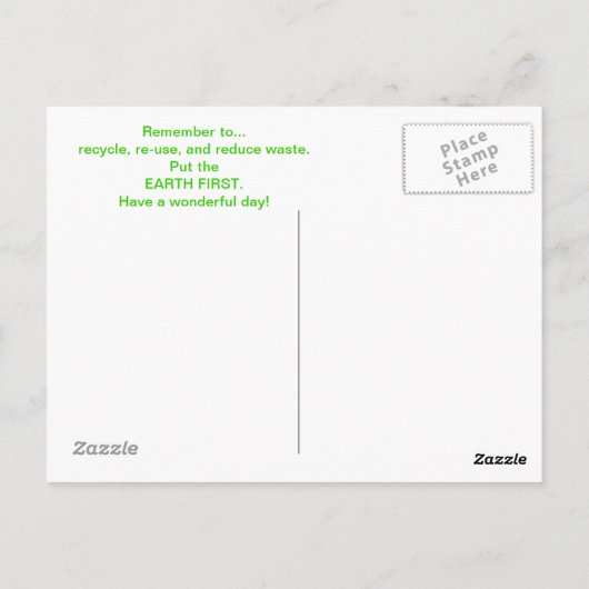 Aarde eerst briefkaart (Achterkant)