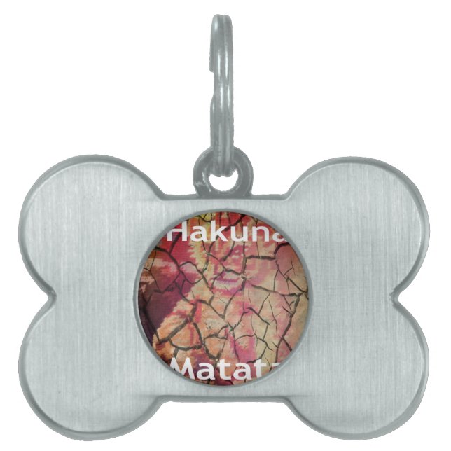 Aarde Elegante Leeuw: Hakuna Matata Textured Desig Huisdieren Naamplaatje (voorkant)