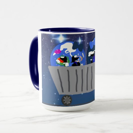 Aarde en Biomo in winkelwagen mok (Voorkant links)