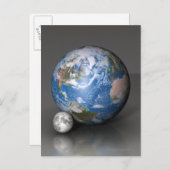 Aarde en maan 2 briefkaart (Voorkant / Achterkant)