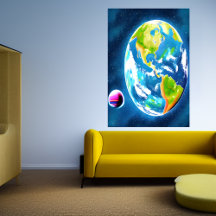 Aarde en maan | AI Art Poster