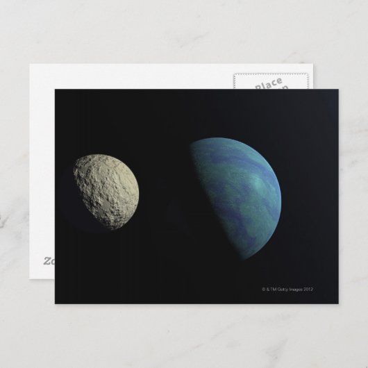 Aarde en maan briefkaart (Voorkant / Achterkant)