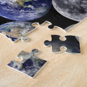 Aarde en maan vanuit de ruimte legpuzzel (Zijkant)
