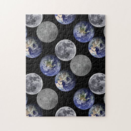 Aarde en maan vanuit de ruimte legpuzzel (Verticaal)