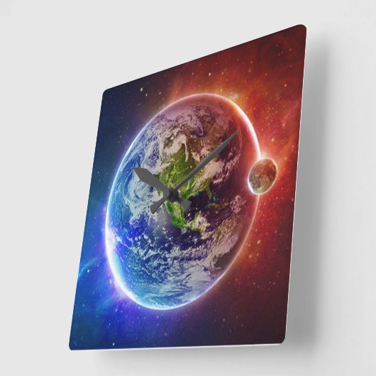 Aarde en maan vierkante klok (Hoek)