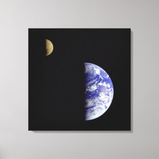 Aarde en maan zoals gezien vanuit de ruimte canvas afdruk