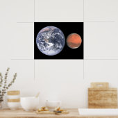 Aarde en Mars Grootte Vergelijking Ruimte Poster (Keuken)