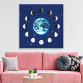 Aarde- en Moonfasen, op een achtergrond van sterre Canvas Afdruk (Insitu (Woonkamer))