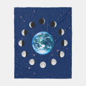 Aarde- en Moonfasen, op een achtergrond van sterre Fleece Deken (Voorkant)