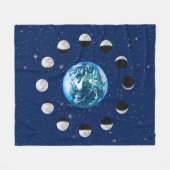 Aarde- en Moonfasen, op een achtergrond van sterre Fleece Deken (Voorkant (Horizontaal))