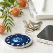 Aarde- en Moonfasen, op een achtergrond van sterre Sleutelhanger (Zijkant)