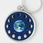 Aarde- en Moonfasen, op een achtergrond van sterre Sleutelhanger (Voorkant)