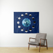 Aarde- en Moonfasen, op een achtergrond van sterre Wandkleed (In Situ (horizontaal))