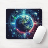 Aarde en planeten buitenruimte muismat (Met muis)