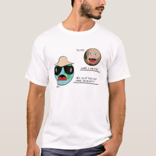Aarde en Pluto - Grappige Discussie T-shirt