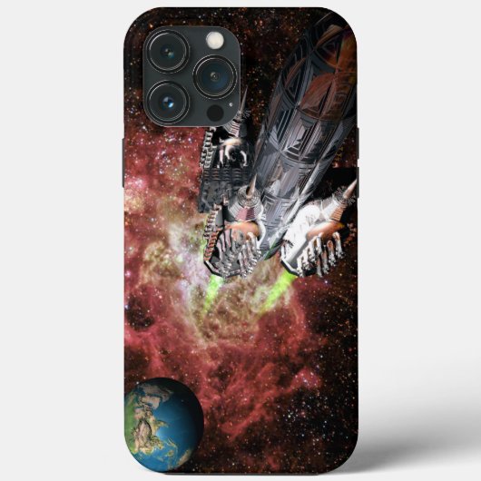 Aarde en Raketschepen Hoesje-Mate iPhone Case (Achterkant)