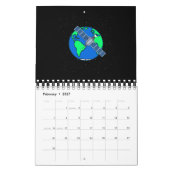 Aarde en satelliet in de ruimte kalender (Feb 2027)