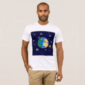 Aarde en satelliet-Mannen T-Shirt (Voorkant volledig)