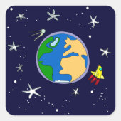 Aarde en satelliet-Stickers Vierkante Sticker (Voorkant)