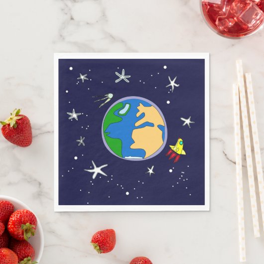 Aarde en satellietpapier servet (Insitu)