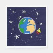 Aarde en satellietpapier servet (Voorkant)