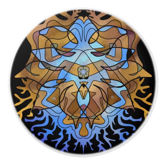 Aarde en Sky Mandala Keramische Knop (Voorkant)