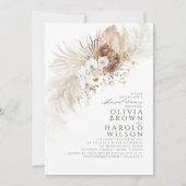 Aarde en Witte Bloemen Boho repesal Dinner Kaart (Voorkant)