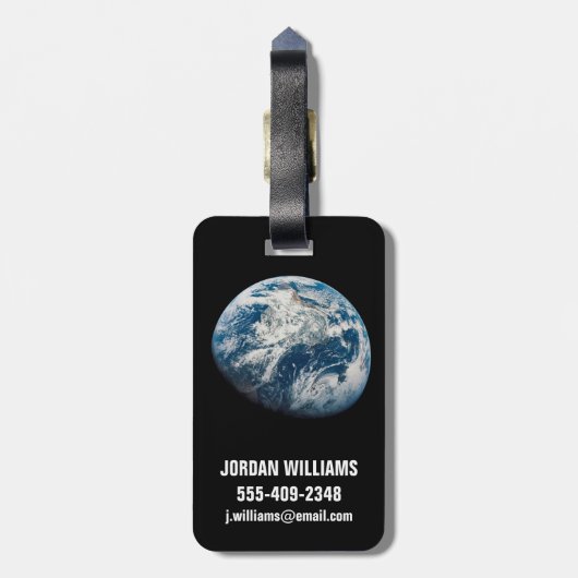 Aarde genomen van de Aollo 8 ruimtesonde. Bagagelabel (Achterkant verticaal)