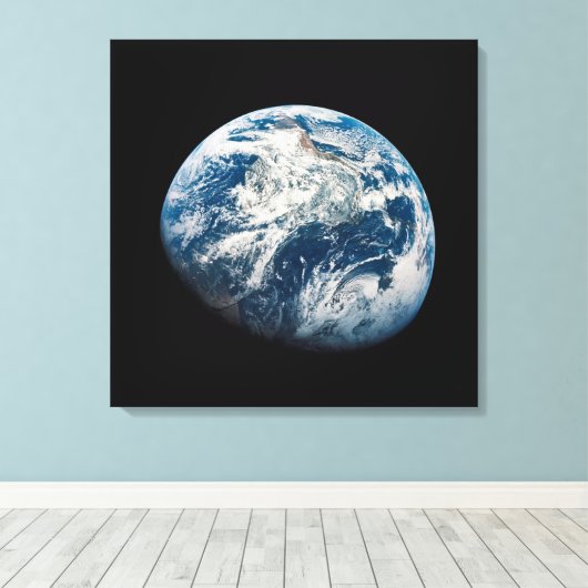 Aarde genomen van de Aollo 8 ruimtesonde. Canvas Afdruk (Insitu (Houten vloer))