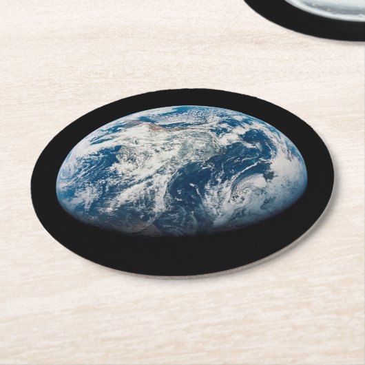 Aarde genomen van de Aollo 8 ruimtesonde. Ronde Kartonnen Onderzetter (Gebogen)