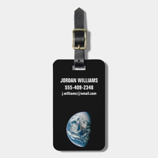 Aarde genomen van de Apollo 13 ruimtesonde. Bagagelabel (Voorkant verticaal)