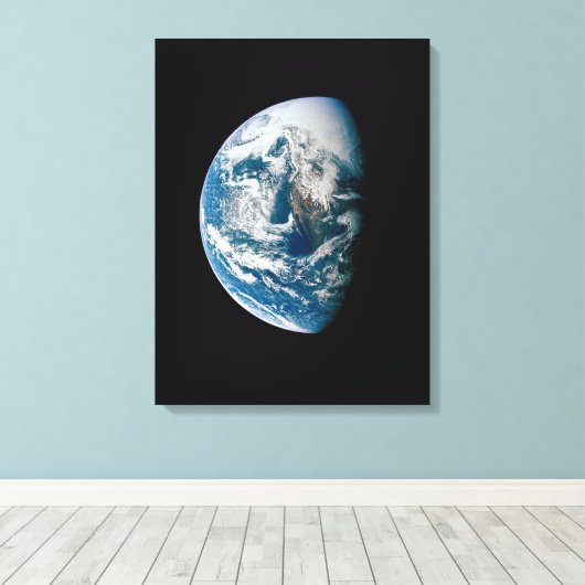 Aarde genomen van de Apollo 13 ruimtesonde. Canvas Afdruk (Insitu (Houten vloer))