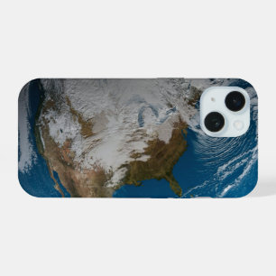 Aarde gevuld met gesimuleerde wolken boven Noord-A iPhone 15 Case