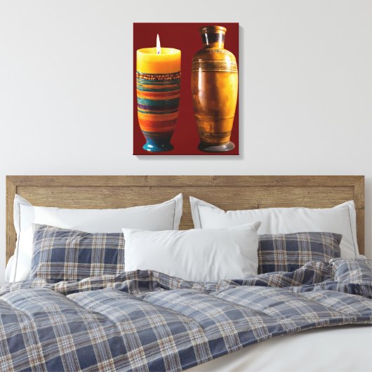 "Aarde gloed: Clay Art Candle" Canvas Afdruk (Insitu (Slaapkamer))
