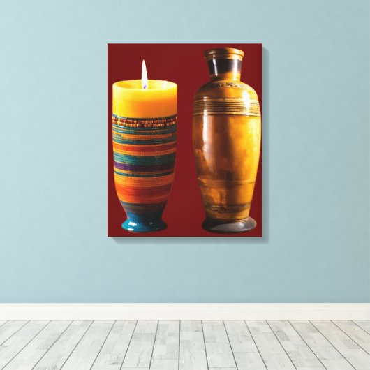 "Aarde gloed: Clay Art Candle" Canvas Afdruk (Insitu (Houten vloer))